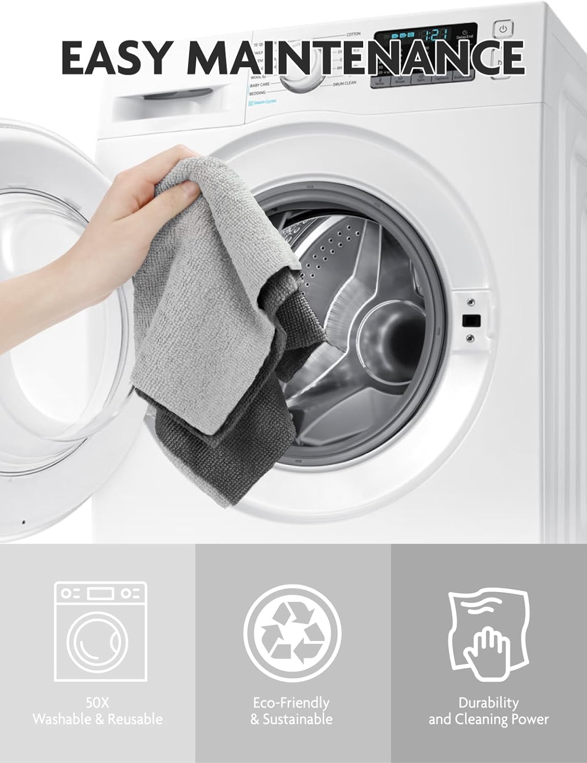 Reusable Microfiber Cleaning Cloth Roll (50pcs)