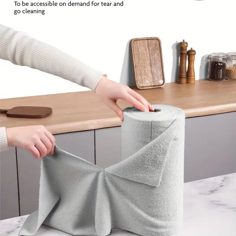Reusable Microfiber Cleaning Cloth Roll (50pcs) Blue