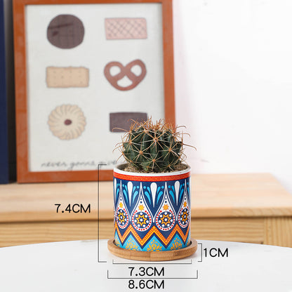 Mandala ceramic fake small artificial faux planters