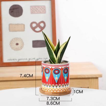 Mandala ceramic fake small artificial faux planters