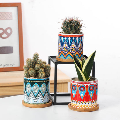 Mandala ceramic fake small artificial faux planters